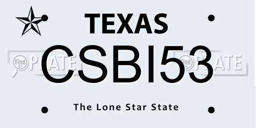 CSBI53 Texas License Plate