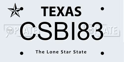 CSBI83 Texas License Plate