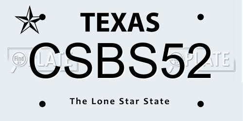 CSBS52 Texas License Plate