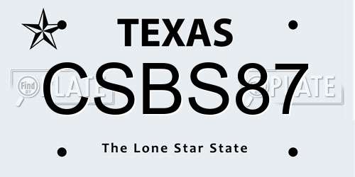 CSBS87 Texas License Plate
