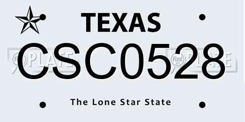 CSC0528 Texas License Plate