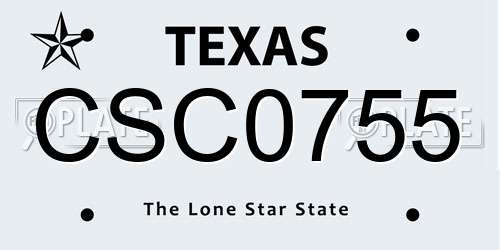 CSC0755 Texas License Plate