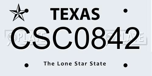 CSC0842 Texas License Plate