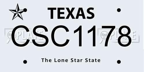 CSC1178 Texas License Plate