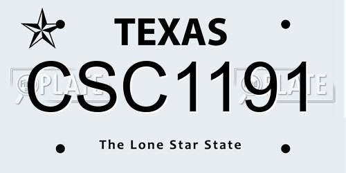 CSC1191 Texas License Plate