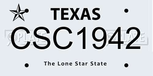 CSC1942 Texas License Plate