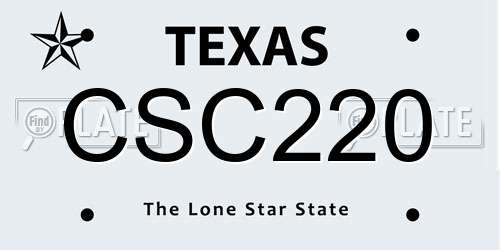 CSC220 Texas License Plate