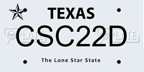 CSC22D Texas License Plate