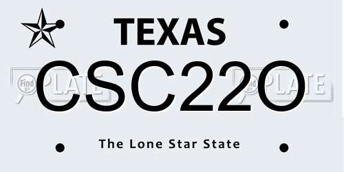 CSC22O Texas License Plate