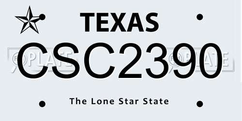 CSC2390 Texas License Plate