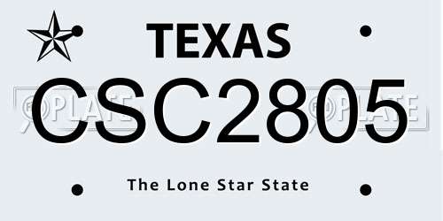 CSC2805 Texas License Plate