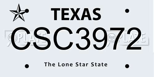 CSC3972 Texas License Plate