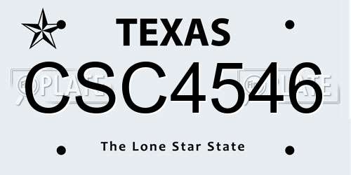 CSC4546 Texas License Plate