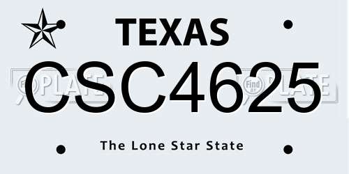 CSC4625 Texas License Plate