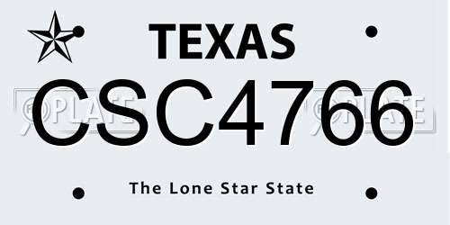CSC4766 Texas License Plate