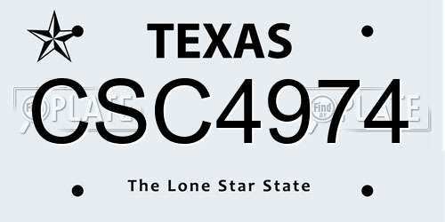 CSC4974 Texas License Plate