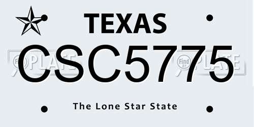 CSC5775 Texas License Plate