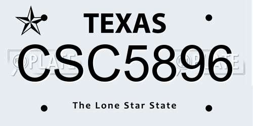 CSC5896 Texas License Plate