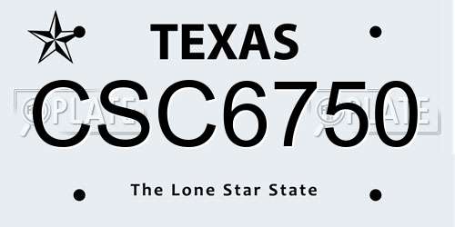 CSC6750 Texas License Plate