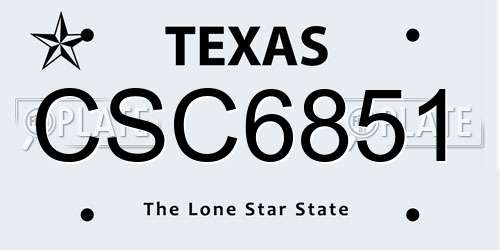 CSC6851 Texas License Plate