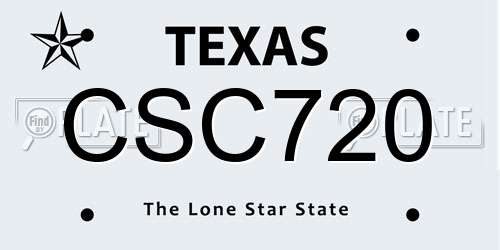 CSC720 Texas License Plate
