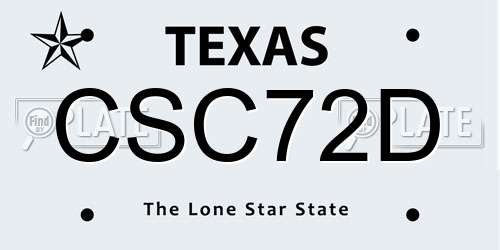 CSC72D Texas License Plate