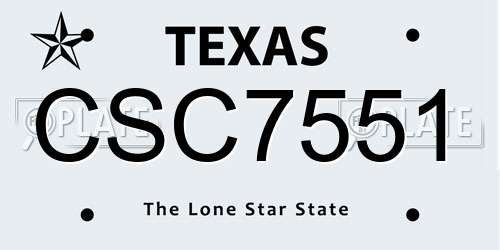CSC7551 Texas License Plate