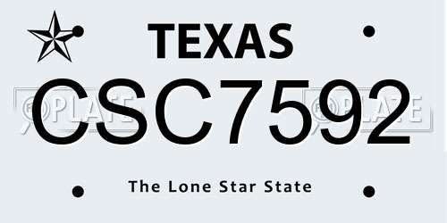 CSC7592 Texas License Plate