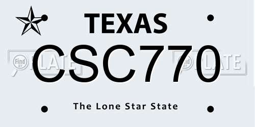 CSC770 Texas License Plate