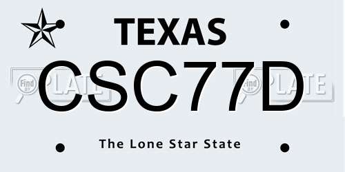 CSC77D Texas License Plate