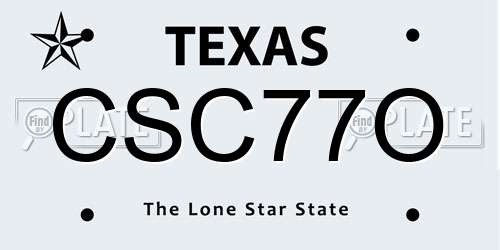 CSC77O Texas License Plate