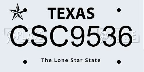 CSC9536 Texas License Plate