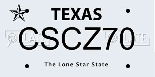 CSCZ70 Texas License Plate