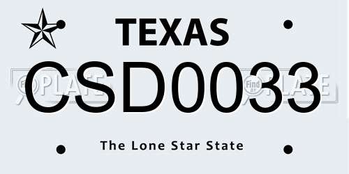 CSD0033 Texas License Plate