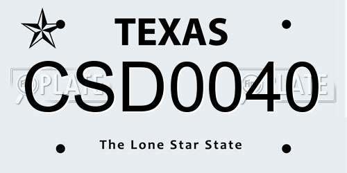 CSD0040 Texas License Plate