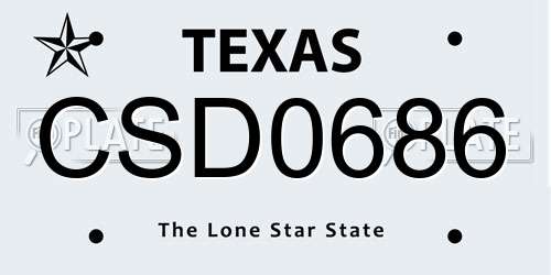 CSD0686 Texas License Plate