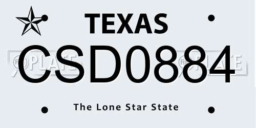 CSD0884 Texas License Plate