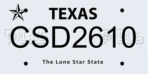 CSD2610 Texas License Plate