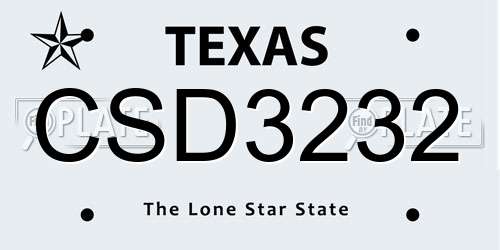 CSD3232 Texas License Plate