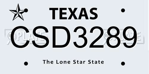 CSD3289 Texas License Plate