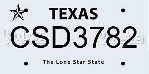 CSD3782 Texas License Plate