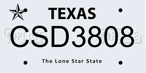 CSD3808 Texas License Plate