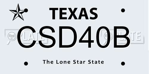 CSD40B Texas License Plate