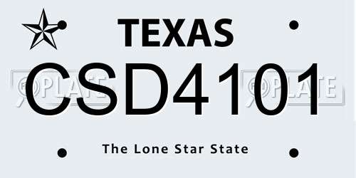 CSD4101 Texas License Plate