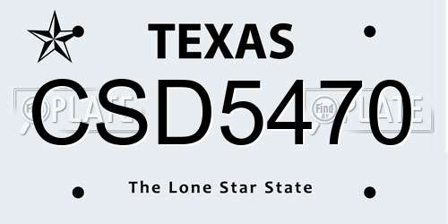 CSD5470 Texas License Plate