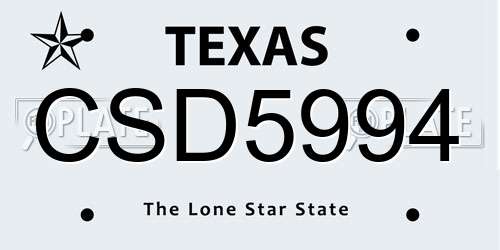 CSD5994 Texas License Plate