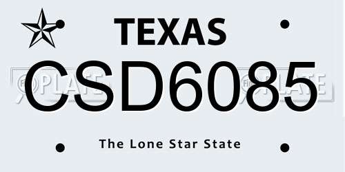CSD6085 Texas License Plate