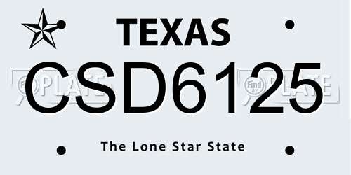 CSD6125 Texas License Plate