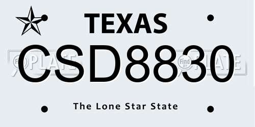 CSD8830 Texas License Plate
