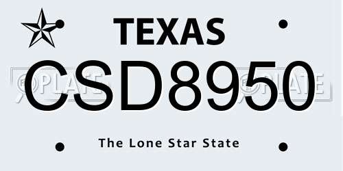 CSD8950 Texas License Plate